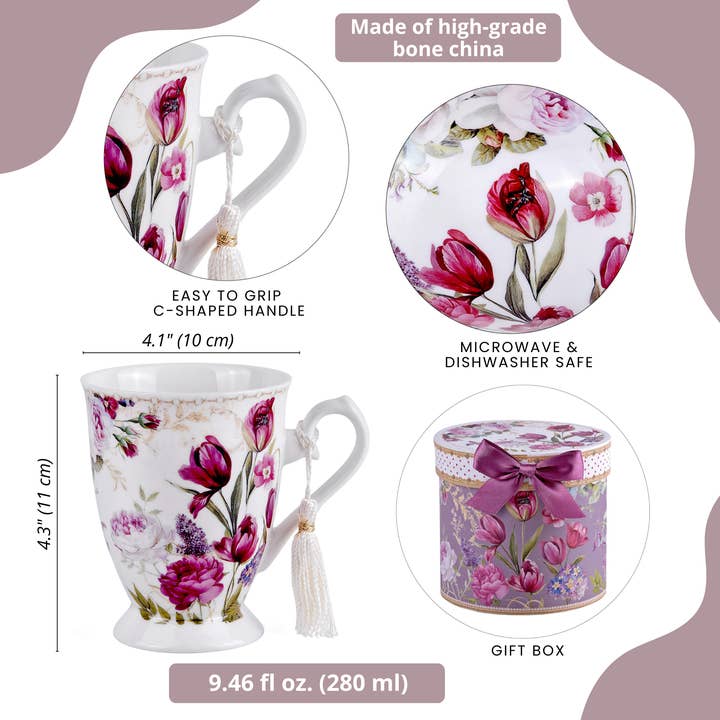 STP - Vente Tasse à café - Tasse haute à thé/café Tulip dans une boîte cadeau1