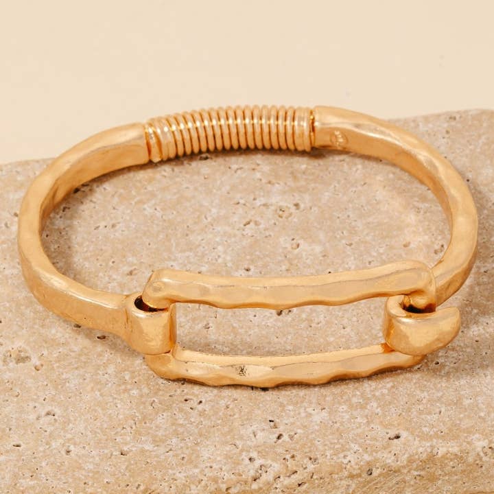 Anarchy Street - Wholesale Bangle bracelet - Hammered Rectangle Coil Spring Hook Bangle Bracelet0