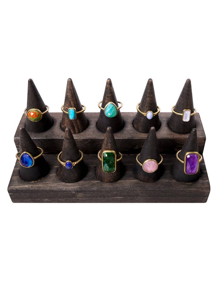 $11,00 st x 10 st Halvädelsten Justerbara Ringar för wholesale av Zoey Simmons