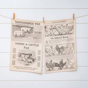 NEW CHRISTMAS FARM Kitchen Tea Towels 3pc TRACTOR COW PIG
