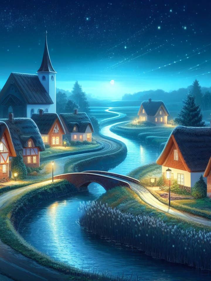 Village at Night Digital Painting for wholesale by Keep Calm Collection