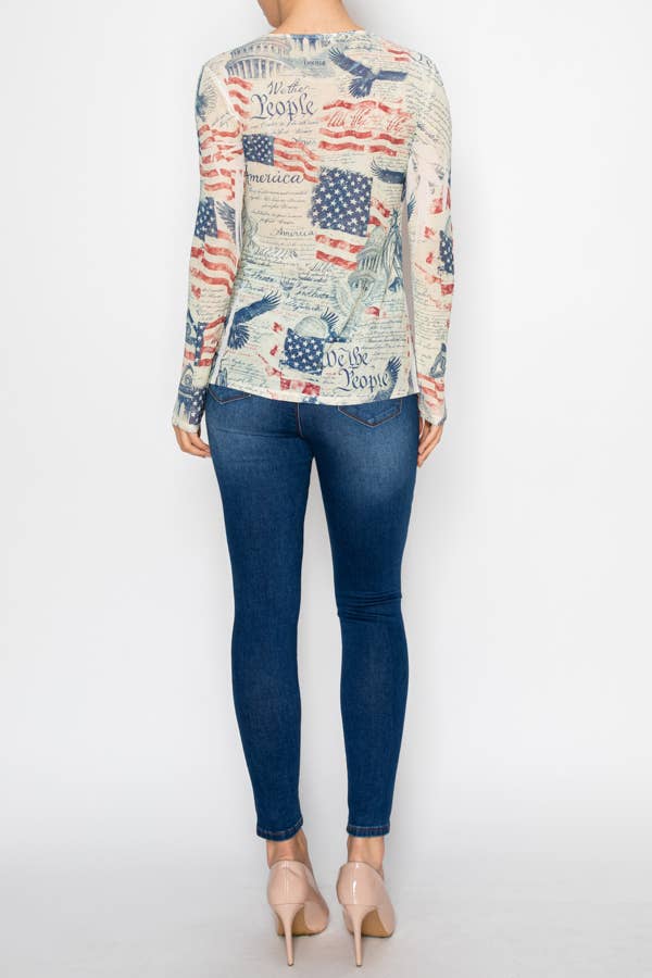 Sparkly mesh top with RED WHITE AND BLUE OLS-4847BG FREEDOM for wholesale on Faire3