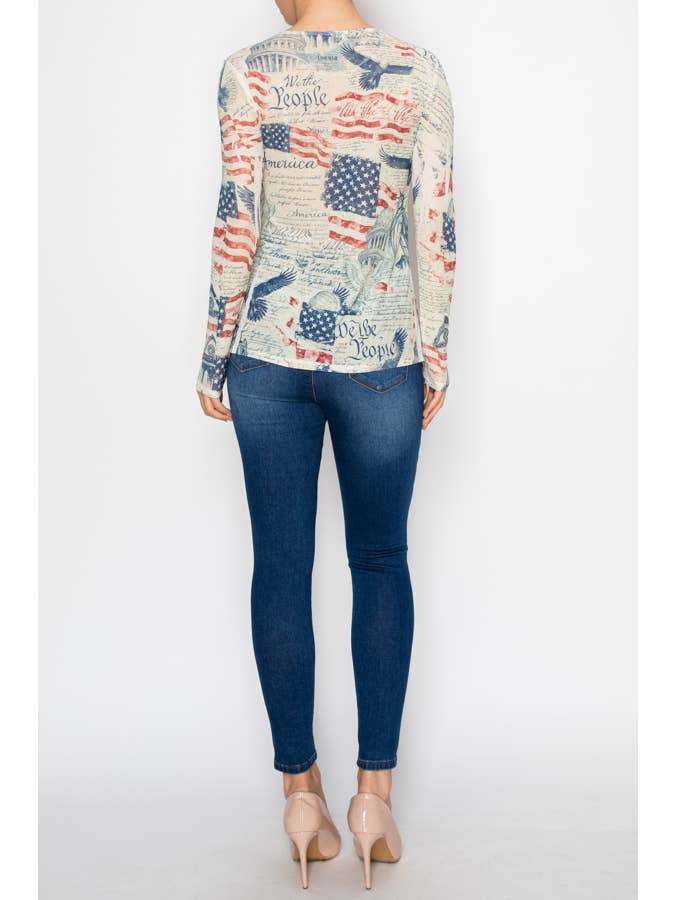 Sparkly mesh top with RED WHITE AND BLUE OLS-4847BG FREEDOM for wholesale on Faire3