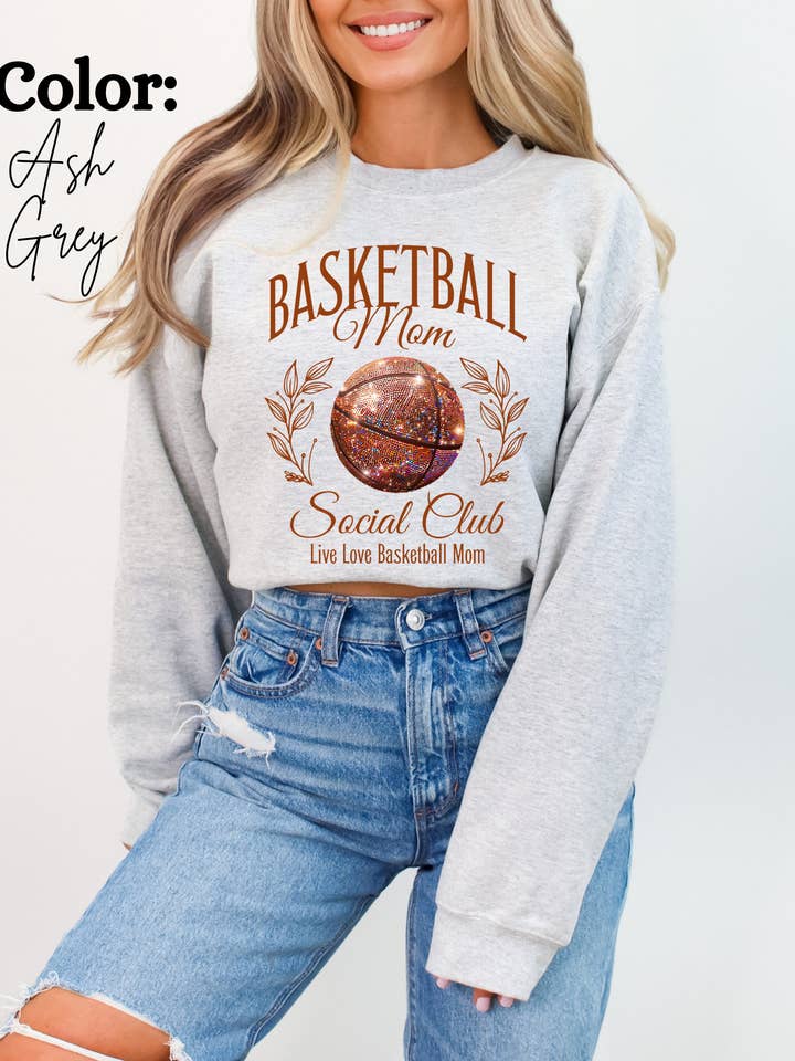 MVP Tee Shop Wholesale - Wholesale Graphic Sweatshirt - Women's - Basketball Mom Social Club Disco Ash Grey Sweatshirt