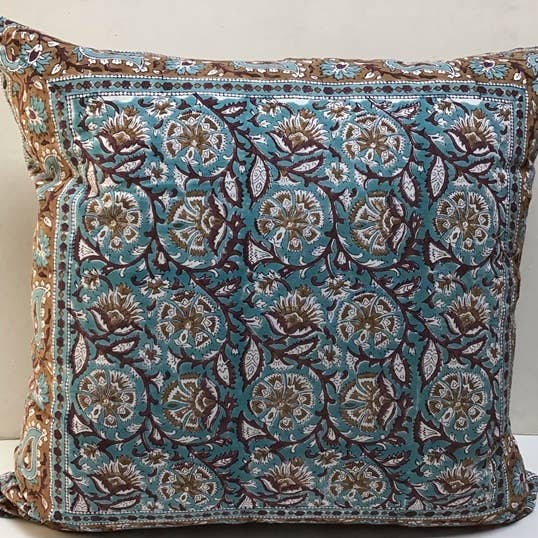 Cojín impreso 24"X24" Zinnia Azul/Marrón para venta al por mayor de natural habitat