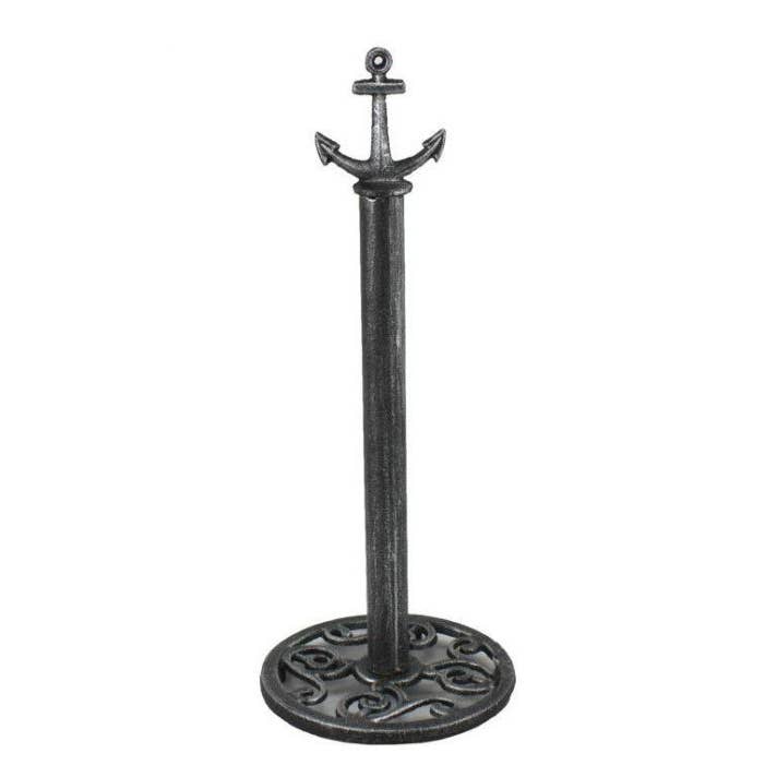 Antique Silver Cast Iron Anchor Extra Toilet Paper Stand 16" for wholesale by Hampton Nautical