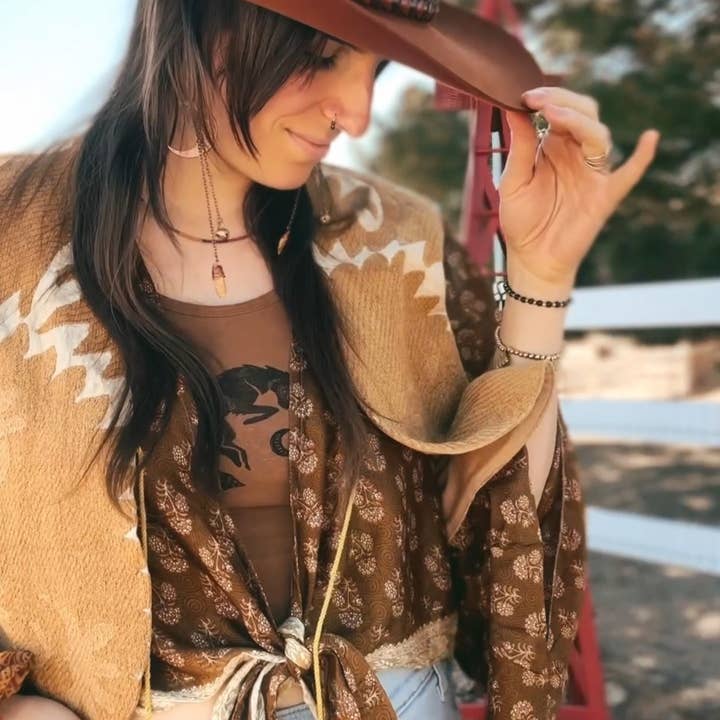 Wylder Trading Company - Wholesale Outerwear Vest - Women's - Boho Western Artisan Fringe Vests | Kantha Suzani Textile1