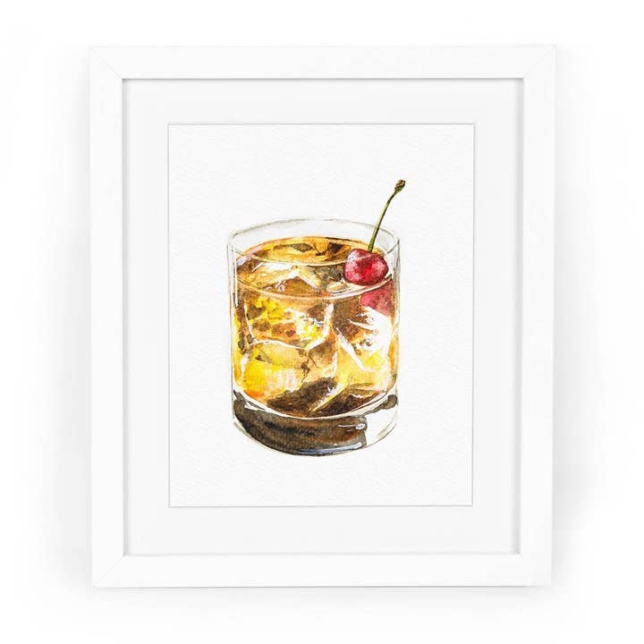 Bourbon Cherry Smash Watercolor Fine Art Giclee Print for wholesale by CharmCat