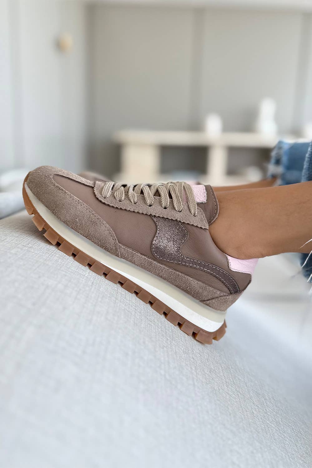 PMK SHOES - Wholesale Lifestyle Sneakers - Women's - Lumia - Mink - Handmade Cow Leather Sneakers4