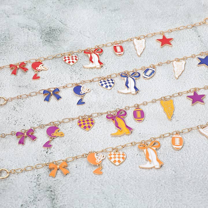 Western Theme Gameday Football Charm Station Bag Charm for wholesale by Sensibling Corp.