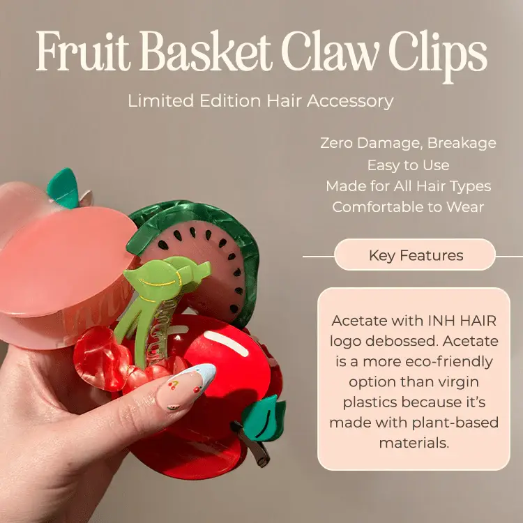 INH Hair - Wholesale Hair Clip - Women's - Fruit Basket Hair Claw Clip | limited edition hair accessory10