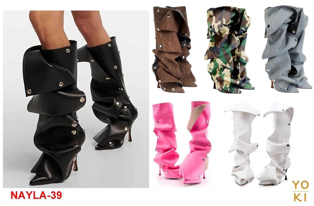 Yoki Fashion - Vente Bottes – femme - Bottes hautes à hauteur de genou pour femmes avec boutons-pression0