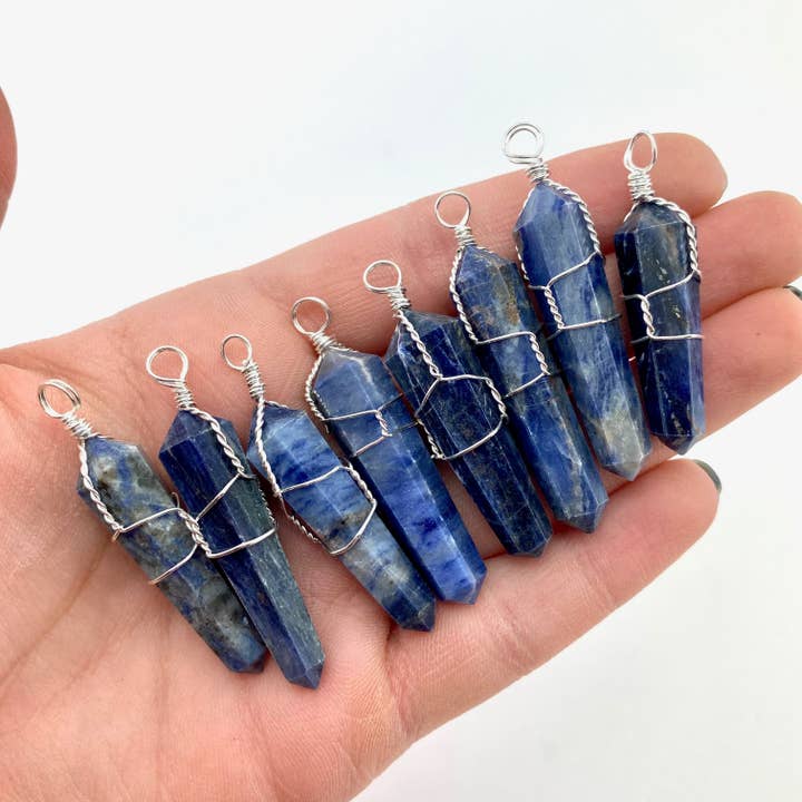 5pc Wire Wrapped Sodalite Pendant for wholesale by Moon Mountain Gems