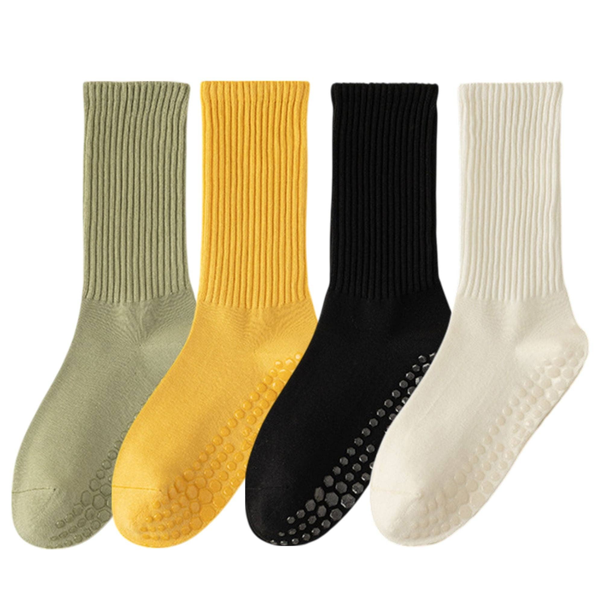AK Brand - Wholesale Socks – Women's - 4-Pack Anti-Slip Yoga Socks with Grips Comfortable Ribbed De8