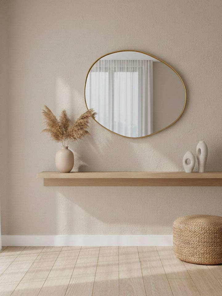 Asymmetrisk mässingsspegel – Handgjord väggspegel för wholesale av Palmeraies