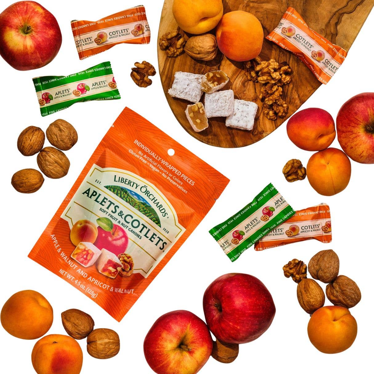 I Got Your Candy - Wholesale Hard Candy - Liberty Orchards Aplets & Cotlets Peg Bag 4.5oz - 9ct2