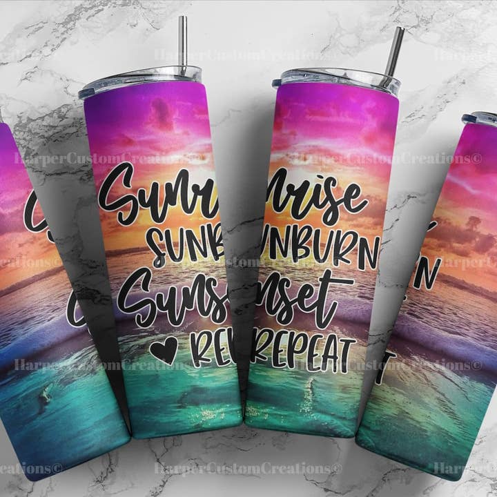 Summer Tumbler, Copo de Praia, Sunrise Sunburn Sunset, 20oz por atacado de Dm Crafting