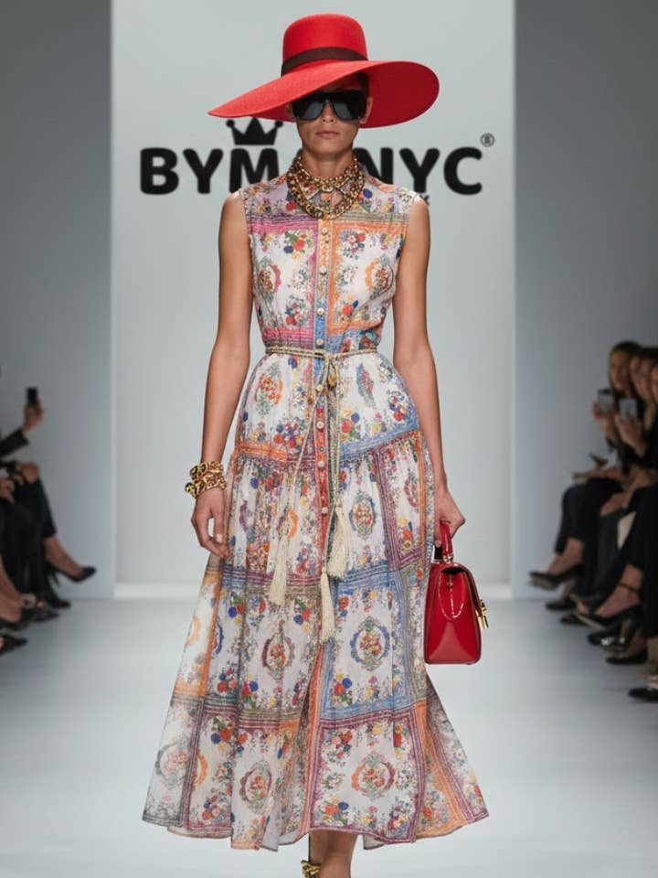 Vestido Maxi Nova Coleção BYMANYC ® Nova Iorque • "Jardim Boémio" Multicolor por atacado de BYMANYC NEW YORK