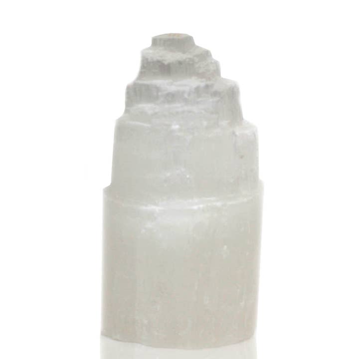 Ancient Wisdom – wholesale Accent/desk lamp – Natural Selenite Tower Lamp - 15 cm - UK Plug