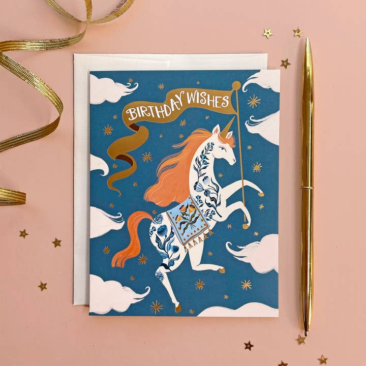 Unicorn | Stationery | Birthday Greeting Card | Foil for wholesale by Christine De Carvalho