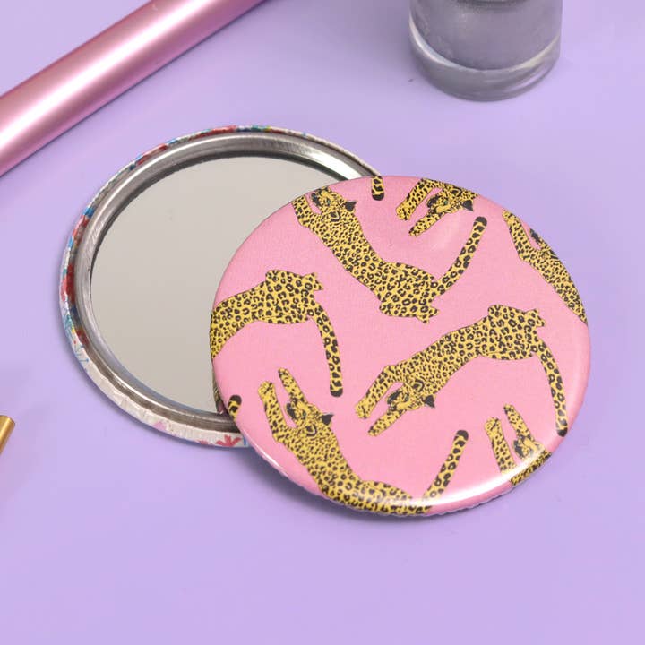 Leopard Print Pocket Mirror | Compact Mirror | Makeup Mirror for wholesale by Fawn & Thistle Ltd (US Duties Paid)