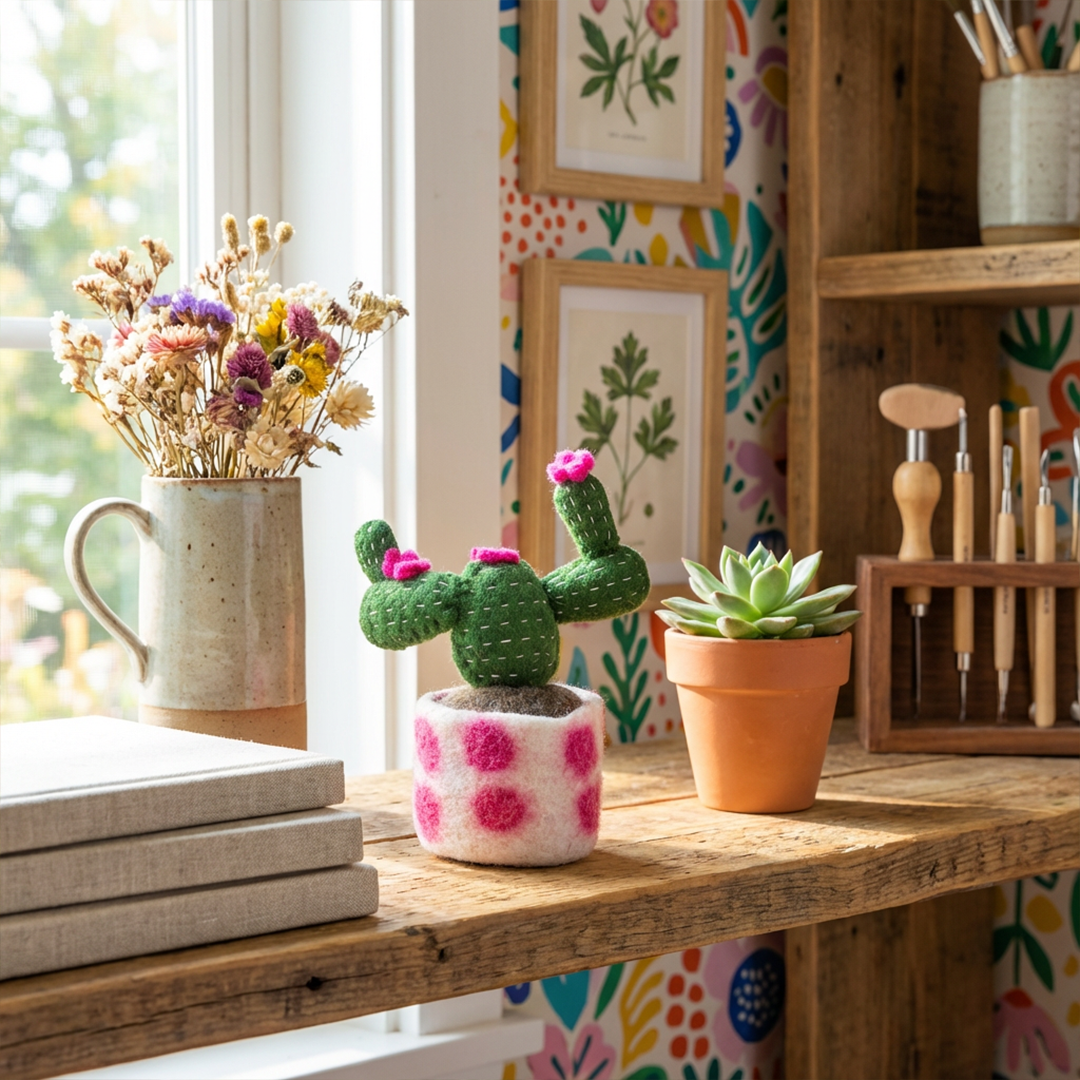 Felt So Good – wholesale Decorative tabletop object – Handmade Felt Fake Plant Cactus Decoration4