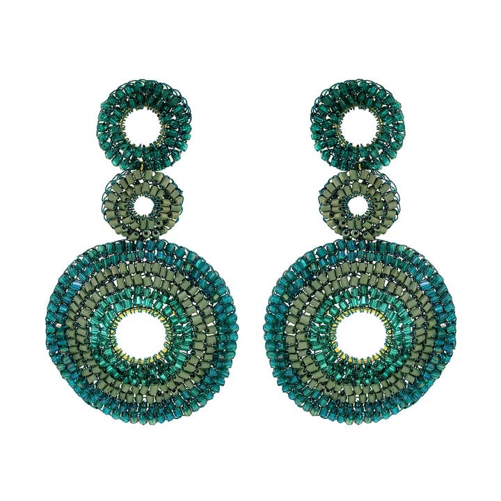 Teal Mix Gia Handmade Cascade Earrings for wholesale by Lavish By Tricia Milaneze