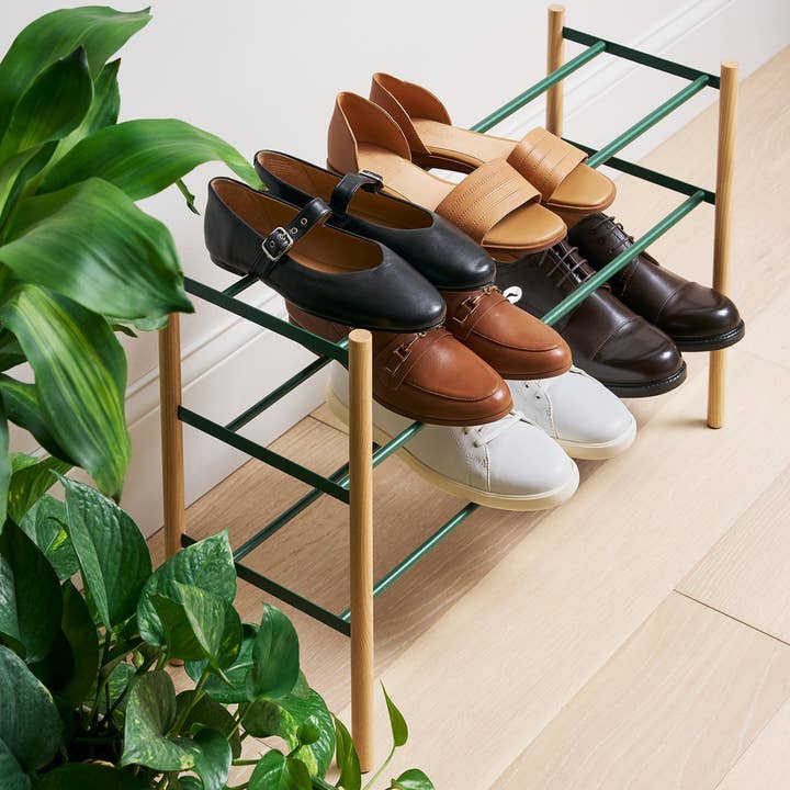 Yamazaki Home - Wholesale Shoe Rack - Expandable Shoe Rack (18" H) - Steel - Forest Green