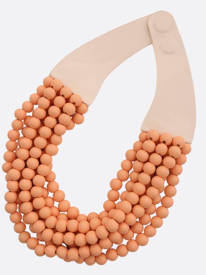 COLLANA MAGNETICA A STRATI CON PERLINE DI LEGNO JKN-145 per la vendita all'ingrosso da parte di anbfashion