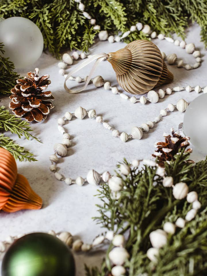 White Paper Bead Garland for wholesale by Grain of Rice Project