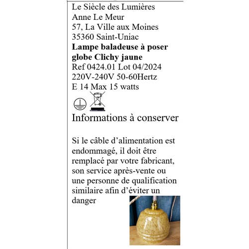 Le Siècle des Lumières - Wholesale Accent/Desk Lamp - Clichy yellow globe table lamp6