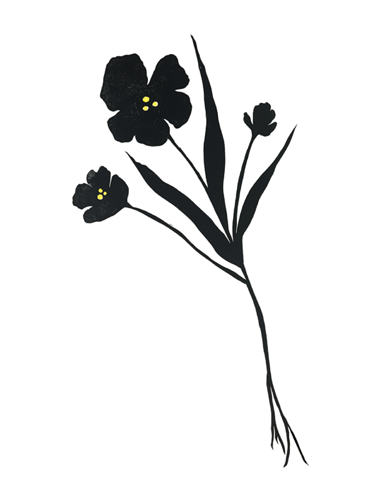 Ever Pollen Print Shop - Wholesale Art Print - ELEGANT FLORAL SILHOUETTE HAND PRINTED BLOCK PRINT 11x14"1