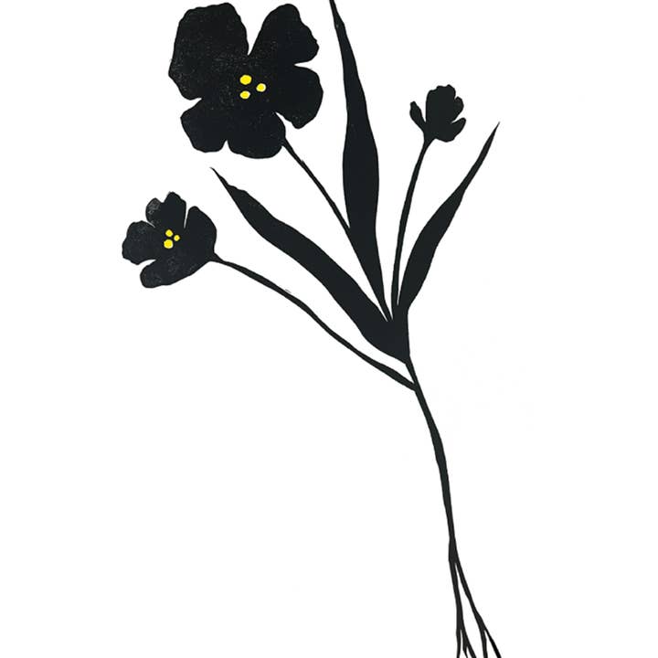 Ever Pollen Print Shop - Wholesale Art Print - ELEGANT FLORAL SILHOUETTE HAND PRINTED BLOCK PRINT 11x14"1