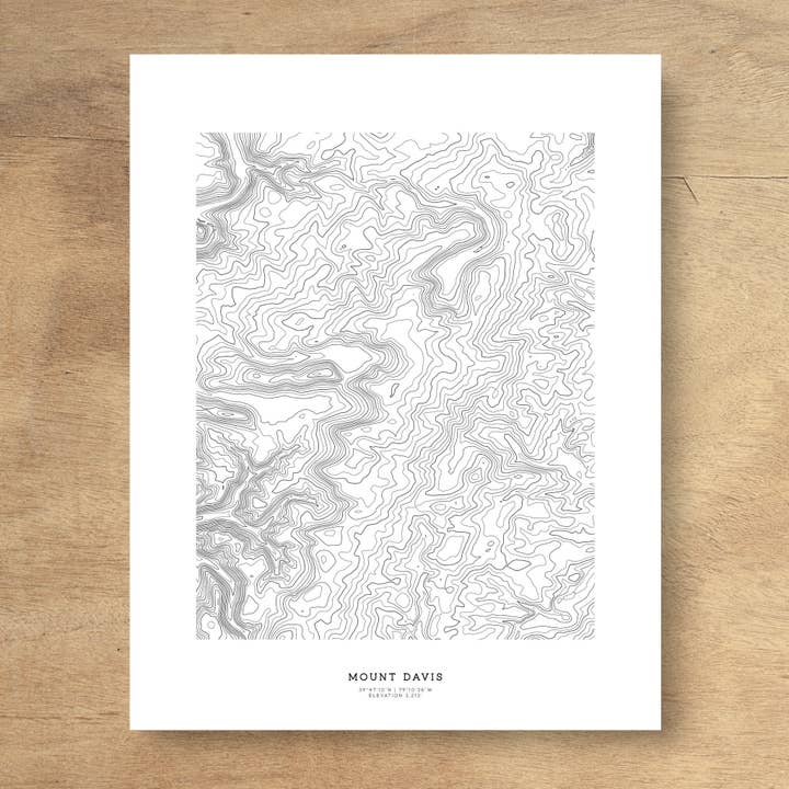 Affiche cartographique topographique Mount Davis pour la vente par Topographia Design