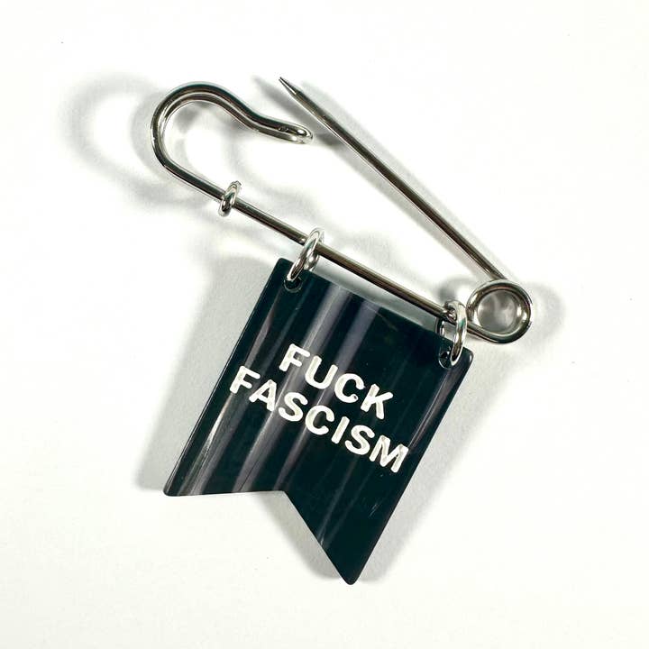 Foolish Fetish - Wholesale Lapel Pin/Button - F*ck Fascism Banner Ribbon Safety Pin