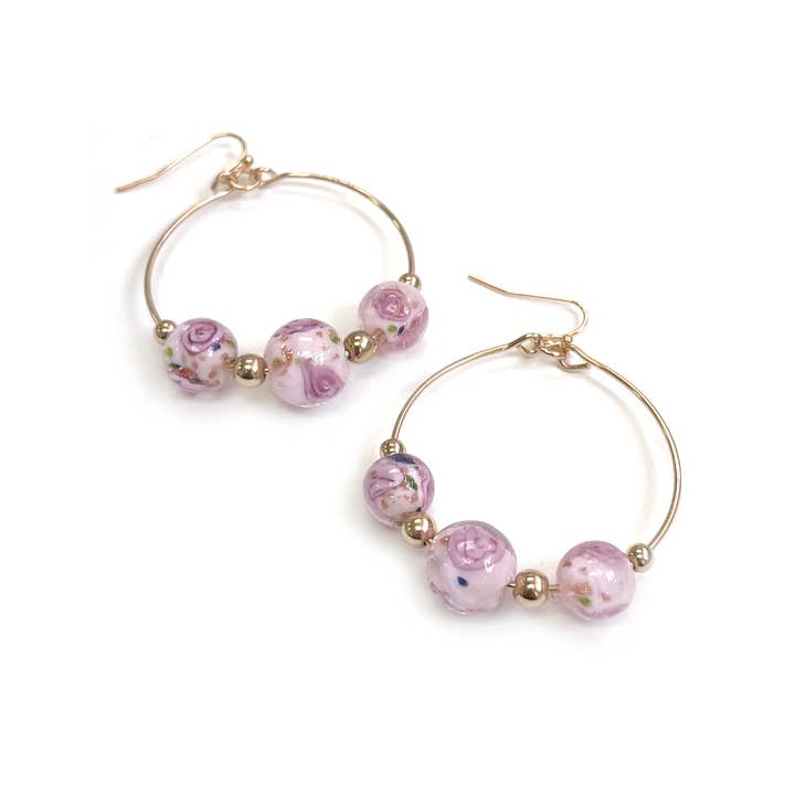 StarryNYC - Wholesale Hoop Earrings - Murano Glass Ball Beads Linked with Hoop Round Earrings1