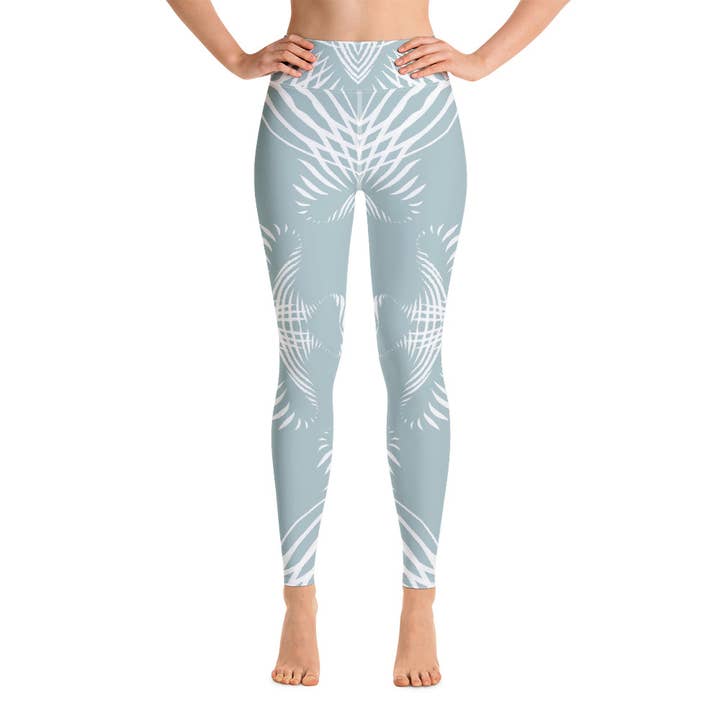 Sports Leggings designed by Proud Pattern in Mint Green & White for wholesale by Natascha van Es Fingerprint Art