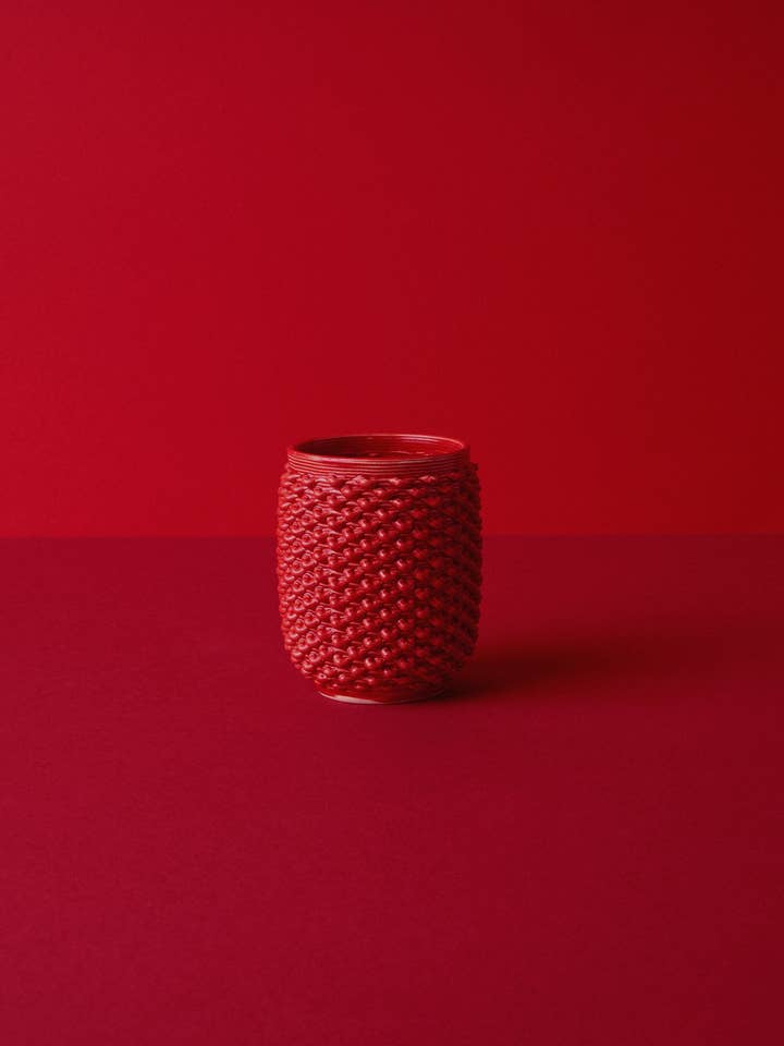 Dragon Egg - Red 3d Printed Clay Cup for wholesale by the loom lab
