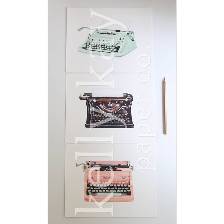 Kunstdruck | Schreibmaschine Set/3 für den Großhandel von Kelly Kay Paper Co.