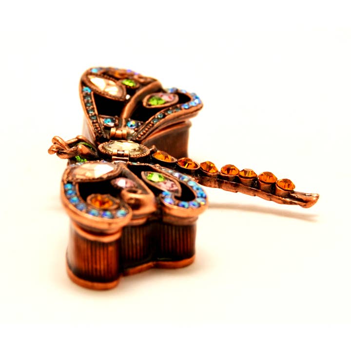 Ciel Collectables – Großhandel Schmuckschatulle/-Organizer – Schmuckkästchen mit Schmuckstück in Libellenmotiv mit Schmucksteinen. Handgerät Mehrfarbig1