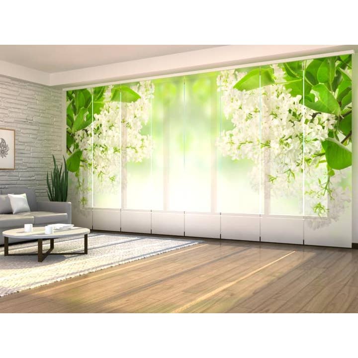 Lot de 8 rideaux à panneaux blancs en lilas pour la vente par IlyDecor