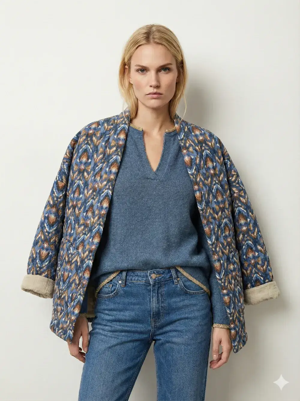 Mimi & Gogo – Engroshandel Jakke - Dame – Quiltet jakke i trykt bomuldsgaze @53315_VeMat2Impri2