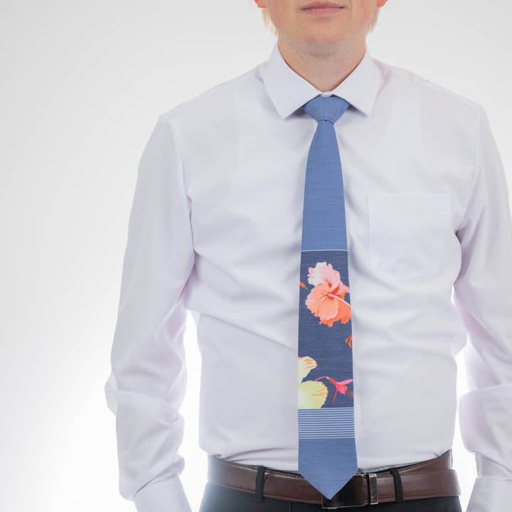 Bombora Ties - Wholesale Necktie - Men's - Sky Hibiscus Panel3