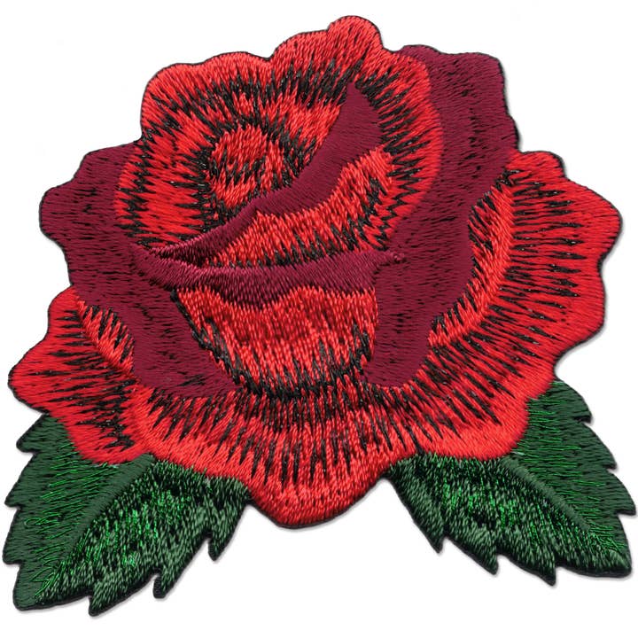 Kosmic Soul - Wholesale Patch - Red Rose with Leaves & Sparkling Thread