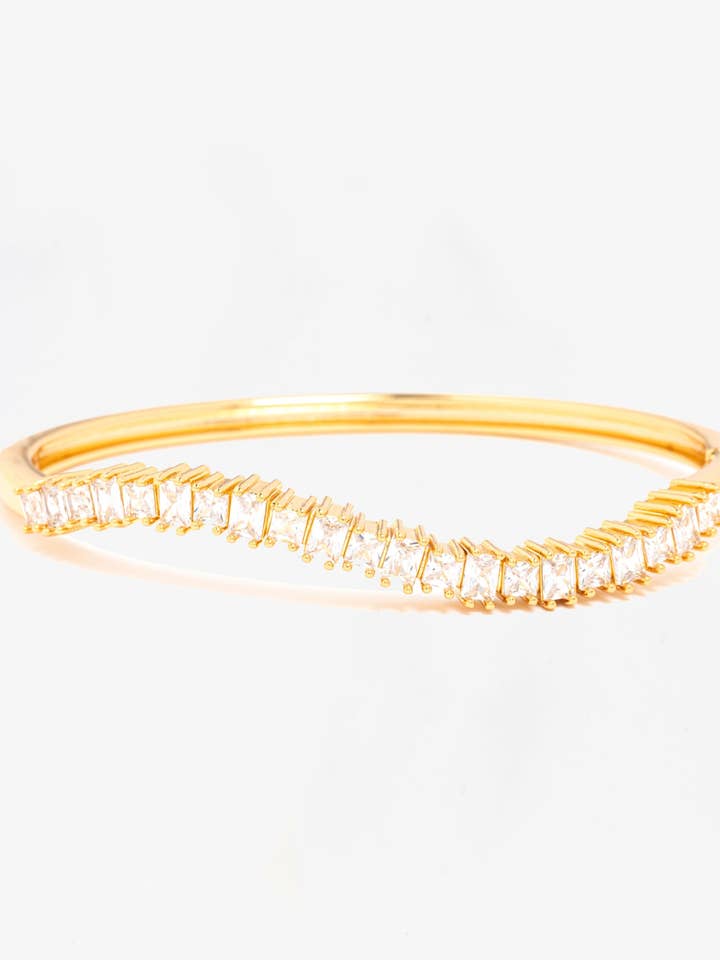 Nami Gold Stone Wave Bangle for wholesale by Uchi & Soto