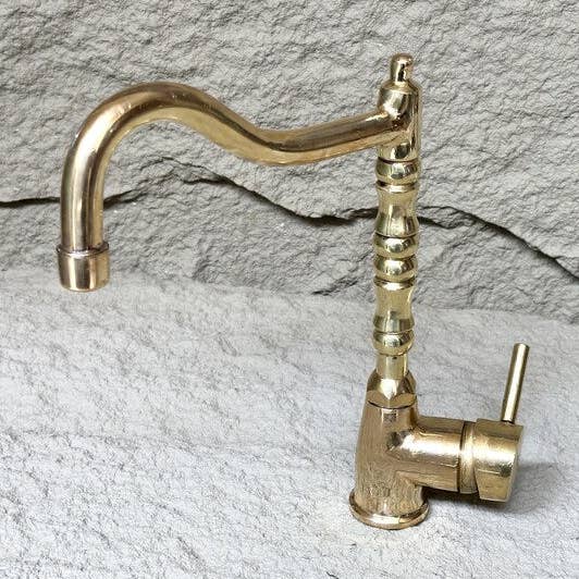 Unlacquered Single Handle Deck Mount Faucet for wholesale by Artihand