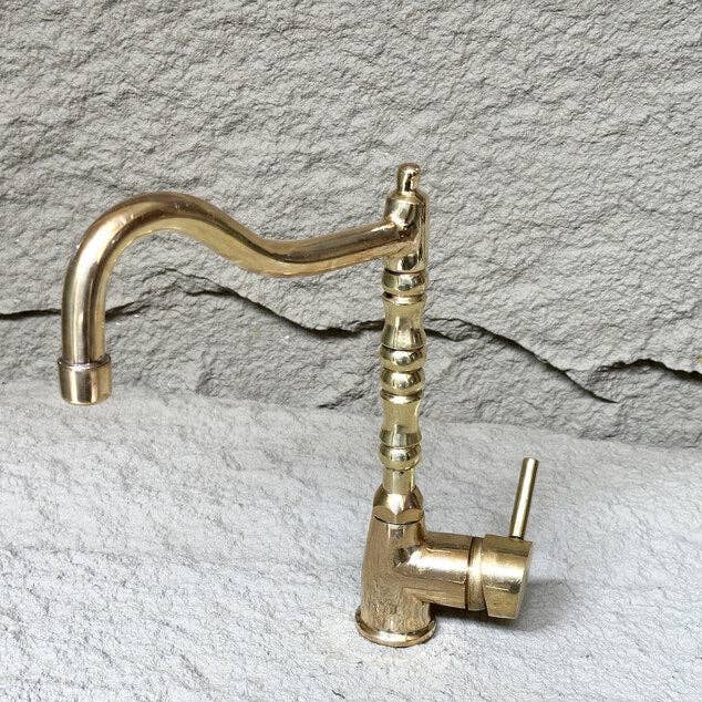 Unlacquered Single Handle Deck Mount Faucet for wholesale by Artihand