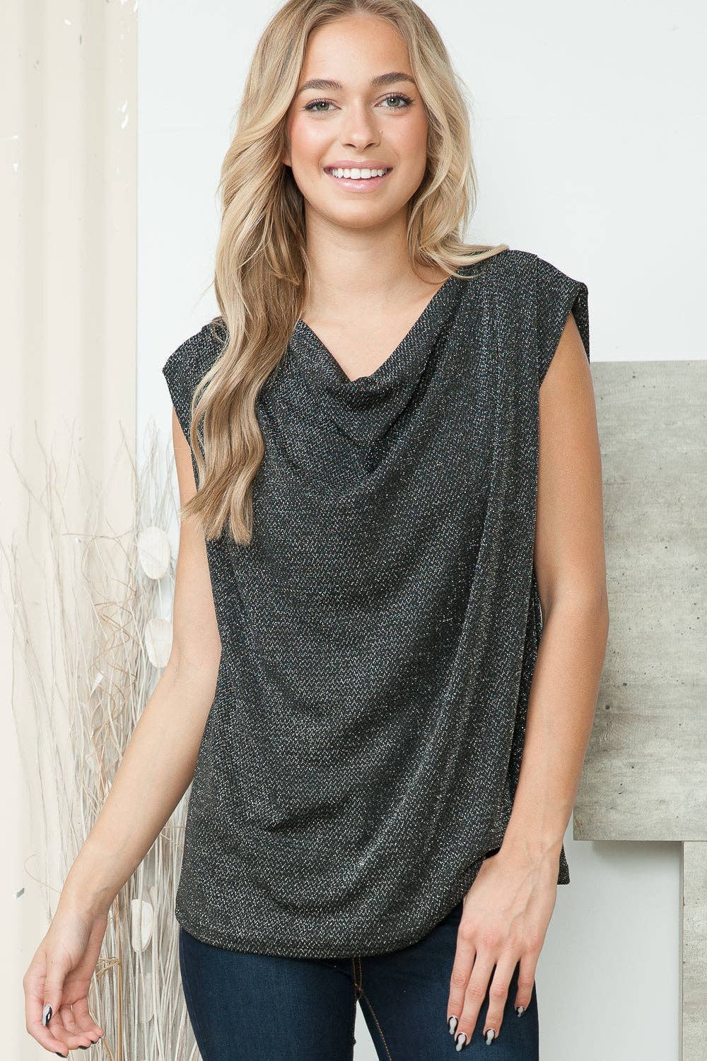 Orange Farm Clothing – Top de malha - Mulher por atacado – Gola de capuz Lurex Top-3 Cores5