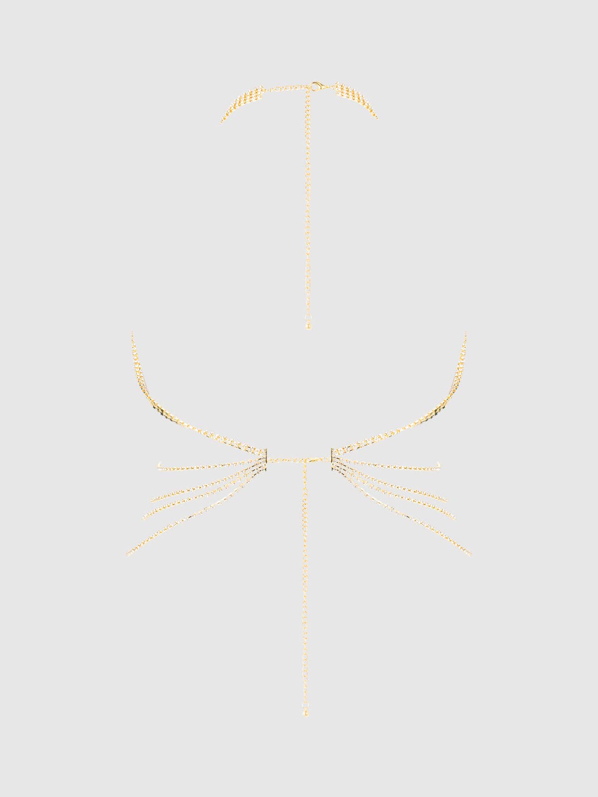 Gold RHINESTONE NET & FRINGE HALTER BRALETTE for wholesale on Faire3