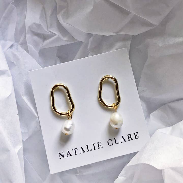 Abstract Pearl Earring for wholesale by Natalie Clare Collections